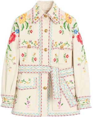 Valentino Floral Embroidered Button-Up Jacket - White