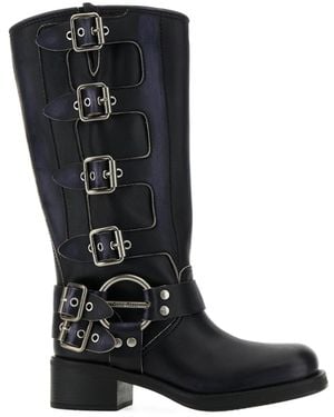 Miu Miu Leather Boots - Black