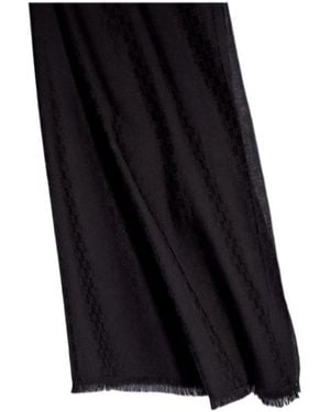 Gucci Gg Wool Silk Jacquard Stole - Black