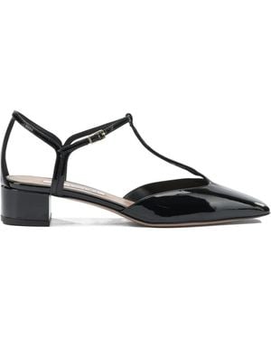 Aquazzura Patent Leather T-Strap High Heels - Black