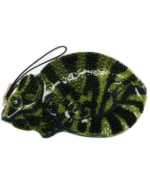 ALÉMAIS Chameleon Small Beaded Clutch - Green