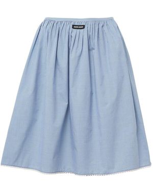 Miu Miu Logo Detail Midi Skirt - Blue