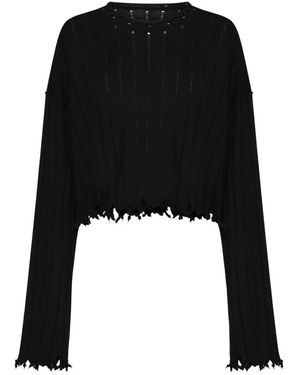 Uma Wang Raw-Edge Cashmere Top - Black