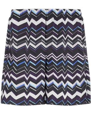 Missoni Irregular Zigzag Print Long Swim Shorts - Blue