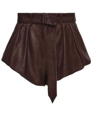 Magda Butrym Flared Leather Shorts - Brown