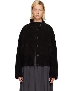 LE17SEPTEMBRE Le17Septembre Funnel Neck Suede Jacket - Black