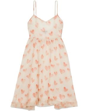 R13 Ruffled Printed Silk-Chiffon Mini Dress - Natural