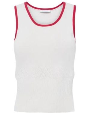JW Anderson Jw Anderson Contarsted-Trim Ribbed Tank Top - White