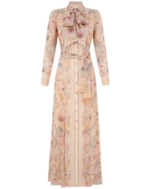 Zimmermann Rebellion Pussybow Shirt Dress - Natural