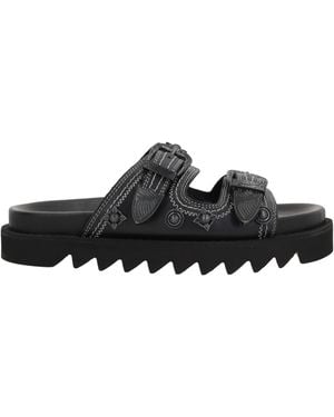 Toga Round-Toe Flat Sandals - Black