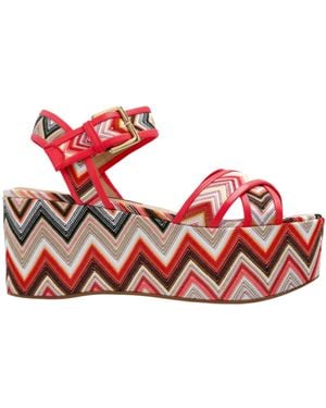 Missoni 80Mm Zigzag Platform Sandals - Red