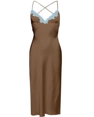 MC2 Saint Barth Lace-Trimmed Silk Maxi Dress - Brown