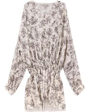 Golden Goose Floral Buttoned Mini Dress - White
