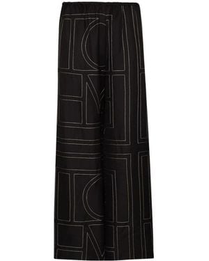 TOTEME Totême Monogram Patterned Wide-Leg Trousers - Black