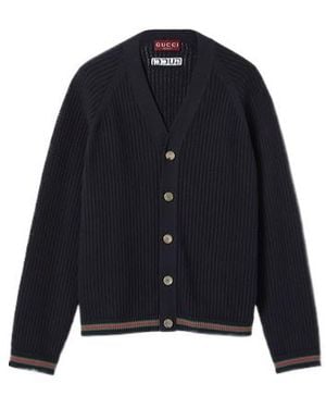 【送料&関税込】Gucci Striped Button-up Cardigan Gucci Web-stripe button-up Cardigan | Blue | FARFETCH