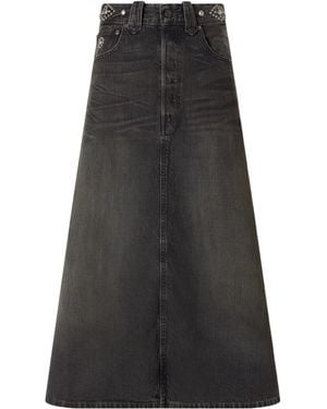 RRL Studded Denim A-Line Skirt - Black