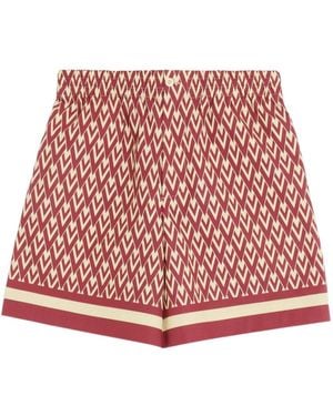 Valentino All-Over Geometric Printed Shorts - Red