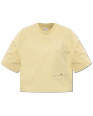 Bottega Veneta Pocket Detailed Cropped T-Shirt - Natural