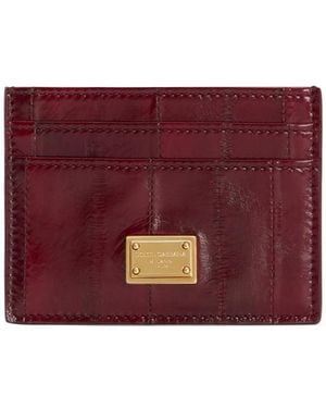 Dolce & Gabbana Eel Logo Plate Card Holder - Red