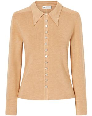 Tory Burch Long-Sleeved Knitted Cardigan - Natural