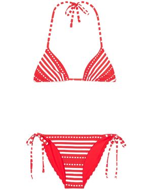 lemlem Striped Triangle Bikini - Red