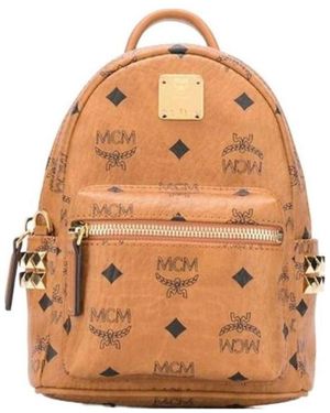 MCM Repeat Logo Backpack - Brown