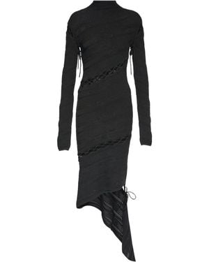 Dion Lee Asymmetric Mesh Knit Dress - Black