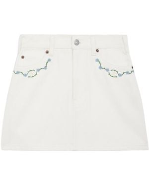 Celine Embroidered Mini Skirt - White