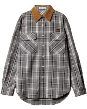 Miu Miu Checked Flannel Shirt - Grey