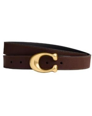 COACH Sculpted C Buckle Reversible Belt, 25 Mm - White