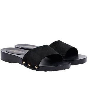 Gianvito Rossi Riviera Suede Slides - Black