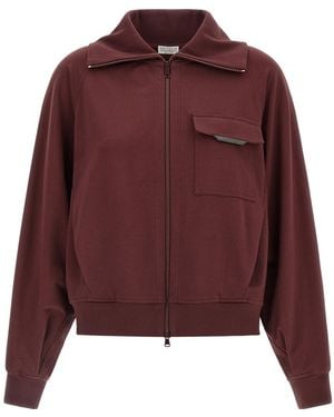 Brunello Cucinelli Zip-Up Long Sleeved Sweatshirt - Purple