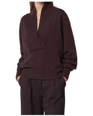 Loulou de Saison Shawl Collar Knitwear - Brown