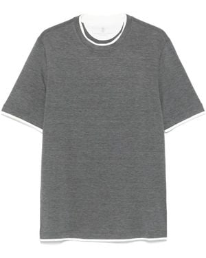 Brunello Cucinelli Crewneck Straight Hem T-Shirt - Grey