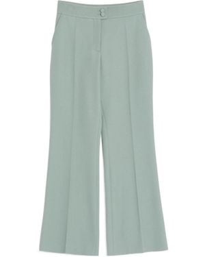Valentino Light Diagonal Wool Trousers - Green