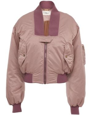 Chloé Chloé Maxi-Collar Bomber Jacket - Pink
