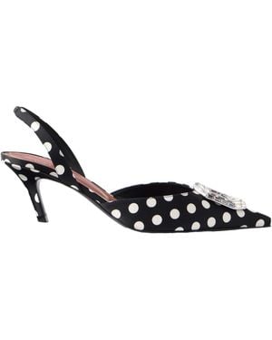 AMINA MUADDI Camelia 60 Polka-Dot Velvet Slingback Sandals - Black