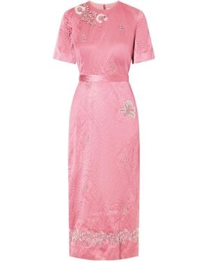 Erdem Embellished Crinkled-Satin Midi Dress - Pink