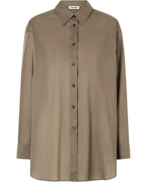 Jil Sander Box-Pleat Long-Sleeve Shirt - Brown