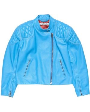 Acne Studios Leather Biker Jacket - Blue