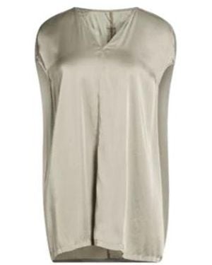 Rick Owens Satin Short-Sleeved V-Neck Top - Grey