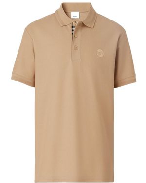 Burberry Logo Embroidered Polo Shirt - Natural