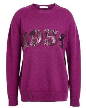 Max Mara Solid Color Long-Sleeve Knit Sweater - Purple