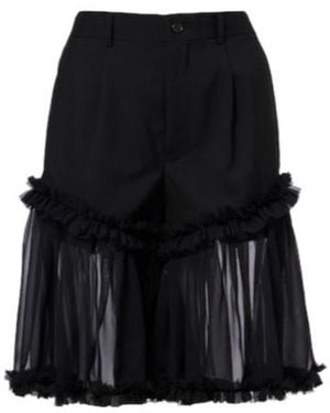 Comme des Garçons Ruffled Tulle And Wool Shorts - Black