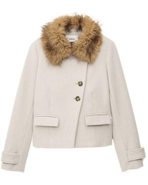 Ba&sh Terry Fur-Trimmed Coat - Natural