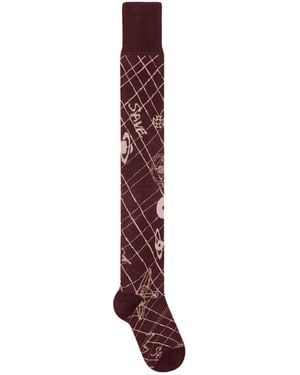 Vivienne Westwood Over-The-Knee Patterned Socks - White