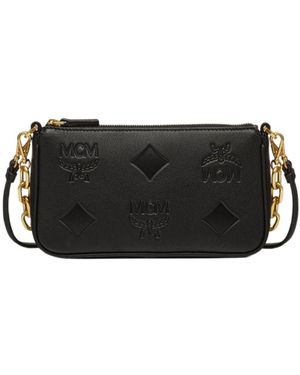 MCM Logo-Debossed Shoulder Bag - Black