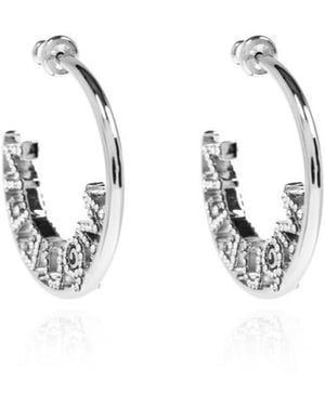 McQueen Logo Embellished Hoop Earrings - White