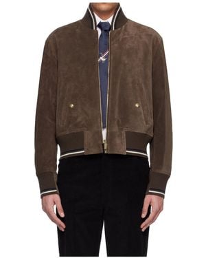 Thom Browne Zippered Leather Jacket - Brown