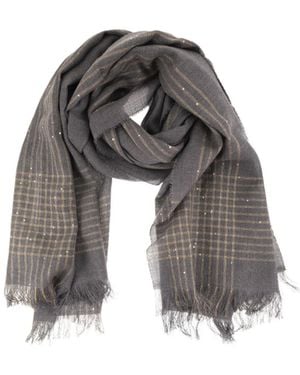 Peserico Sequin-Embellished Striped Scarf - Gray